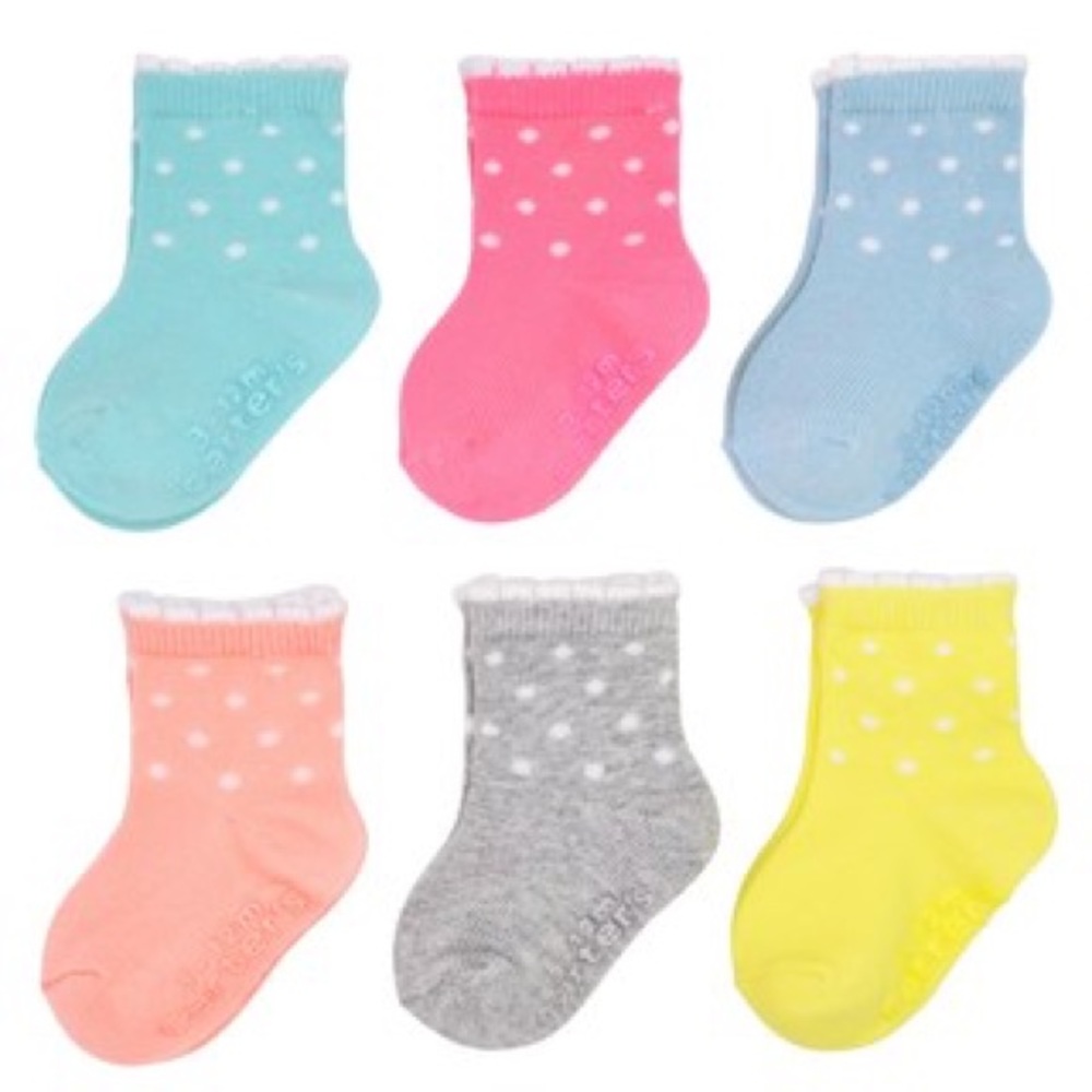 0-3M Carter’s Baby/Toddler Girl 6-pack Crew Socks